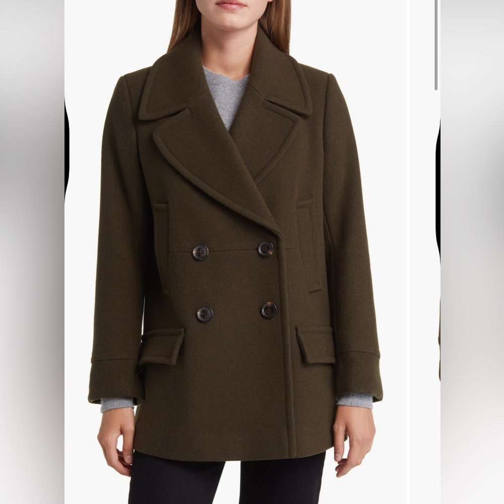 Sam Edelman Olive Wool Blend Pea Coat XS